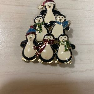 Christmas penguin brooch